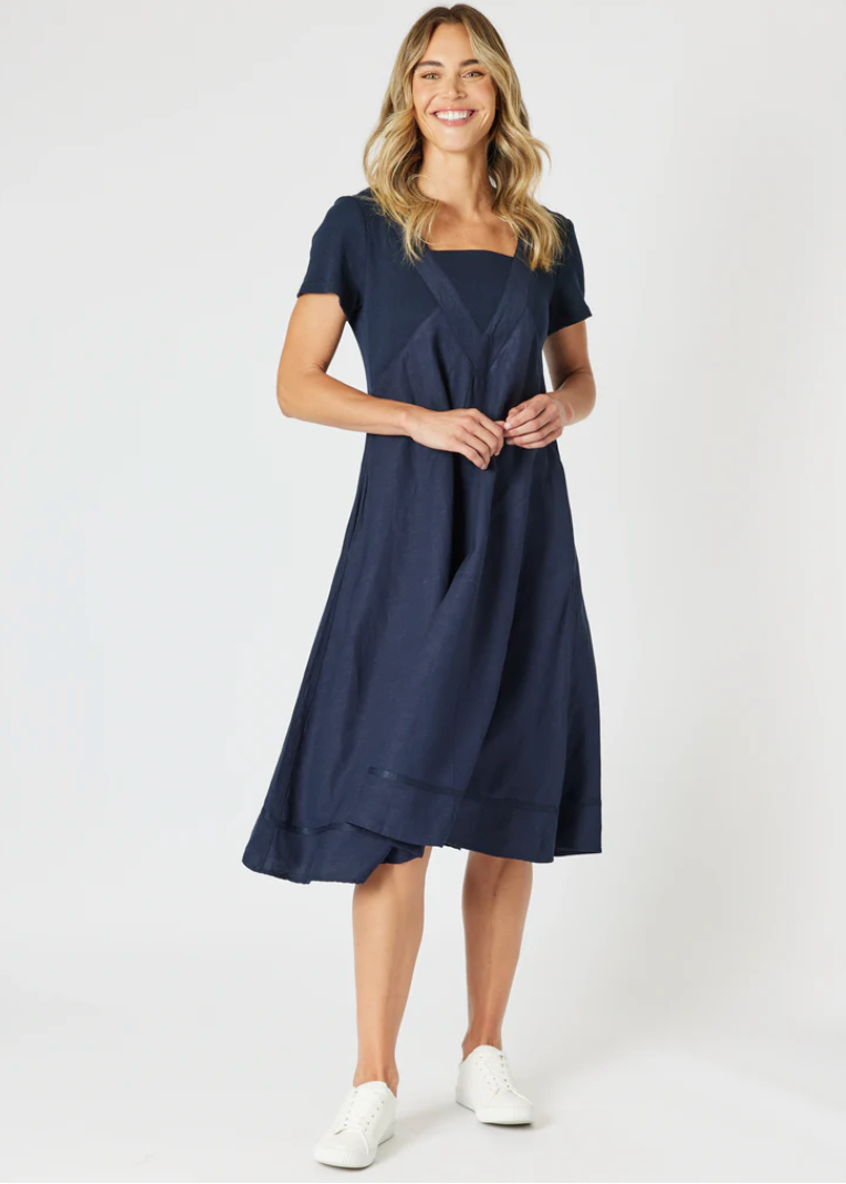 Lino Le Marais Dress - Navy