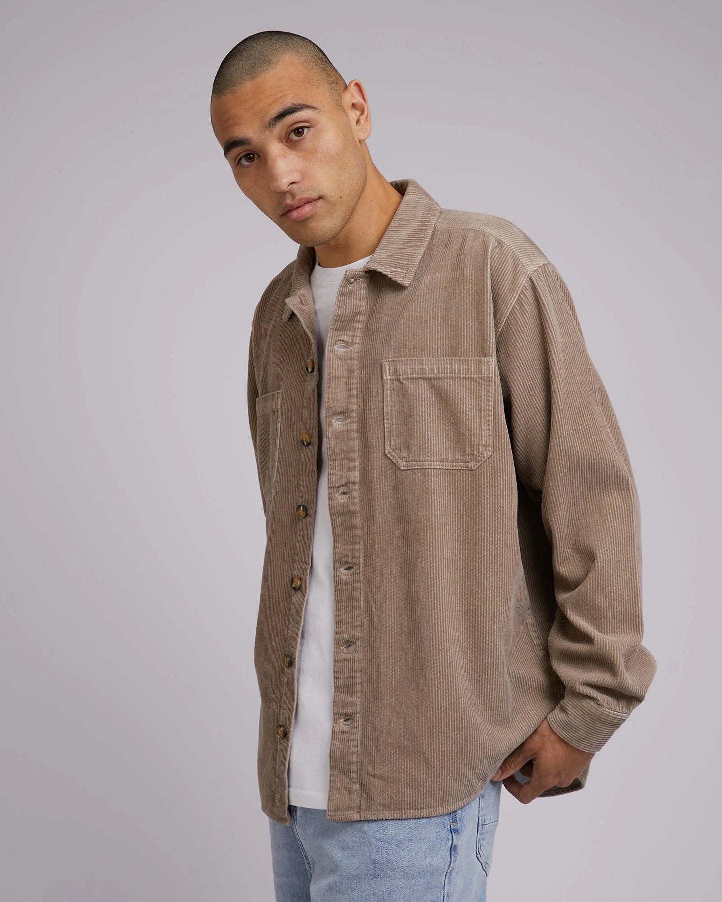 Cord Over Shirt - Mushroom