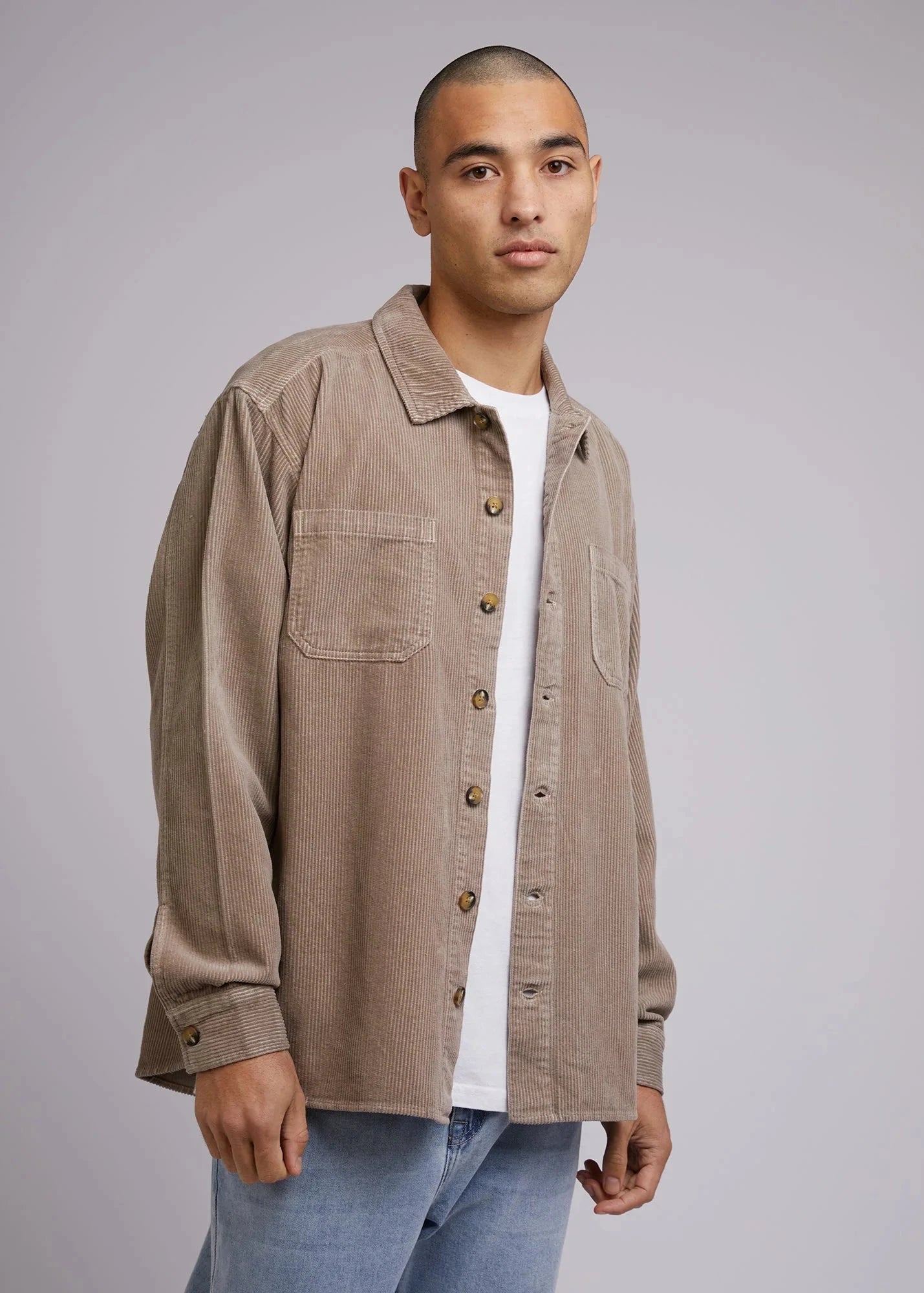 Cord Over Shirt - Mushroom