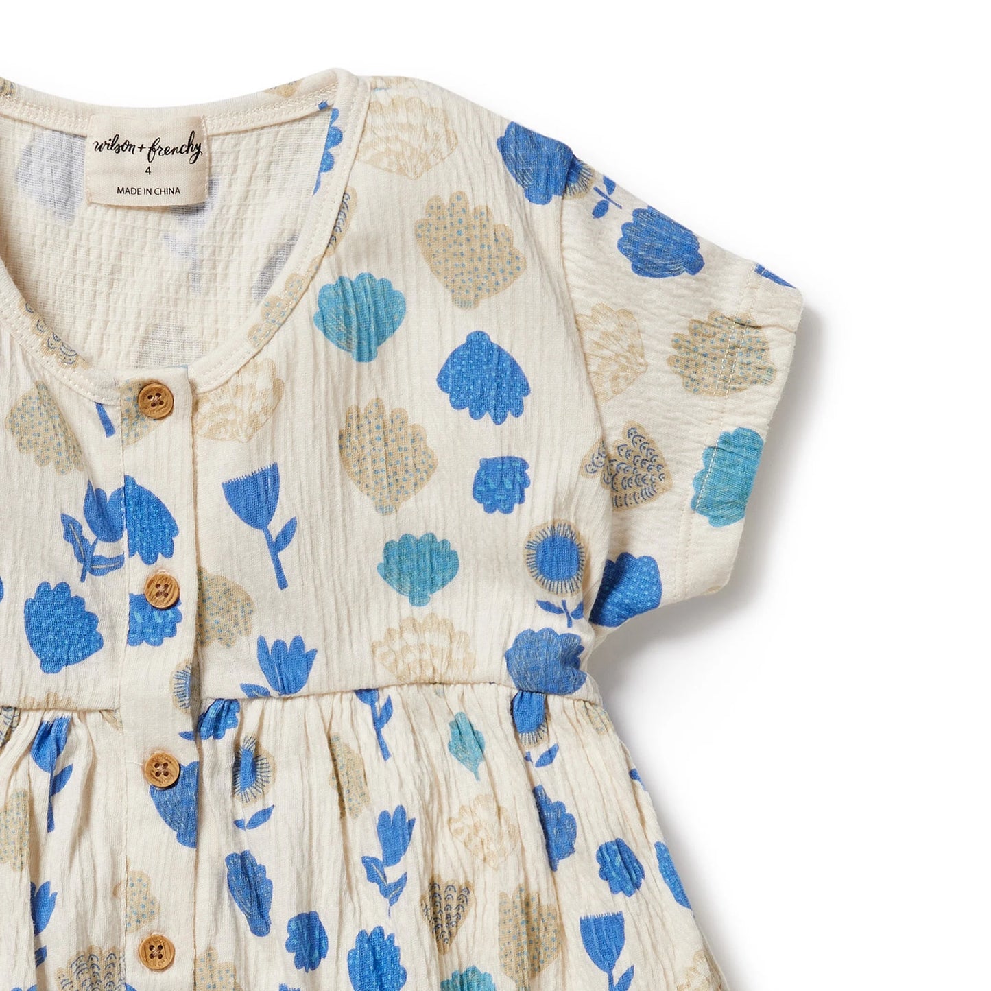 Ocean Breeze Crinkle Button Dress