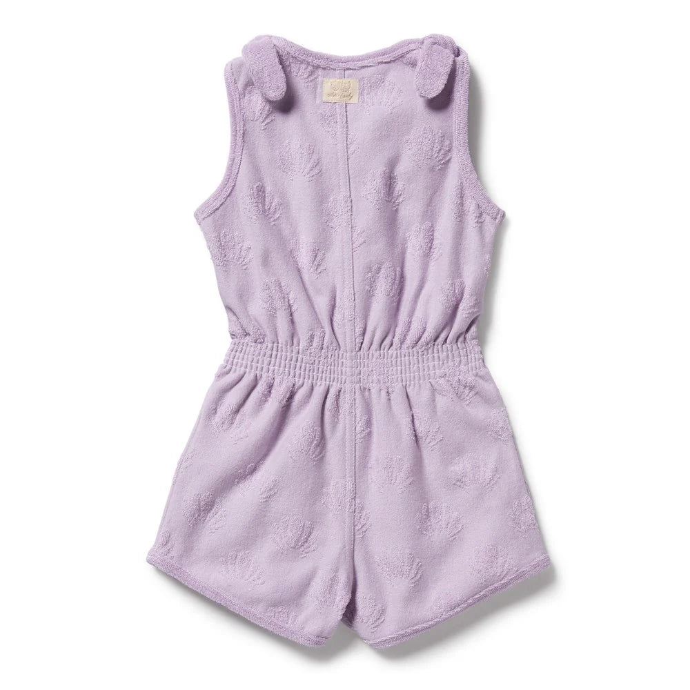 Lavender Shells Organic Terry Playsuit - Lavender Shells