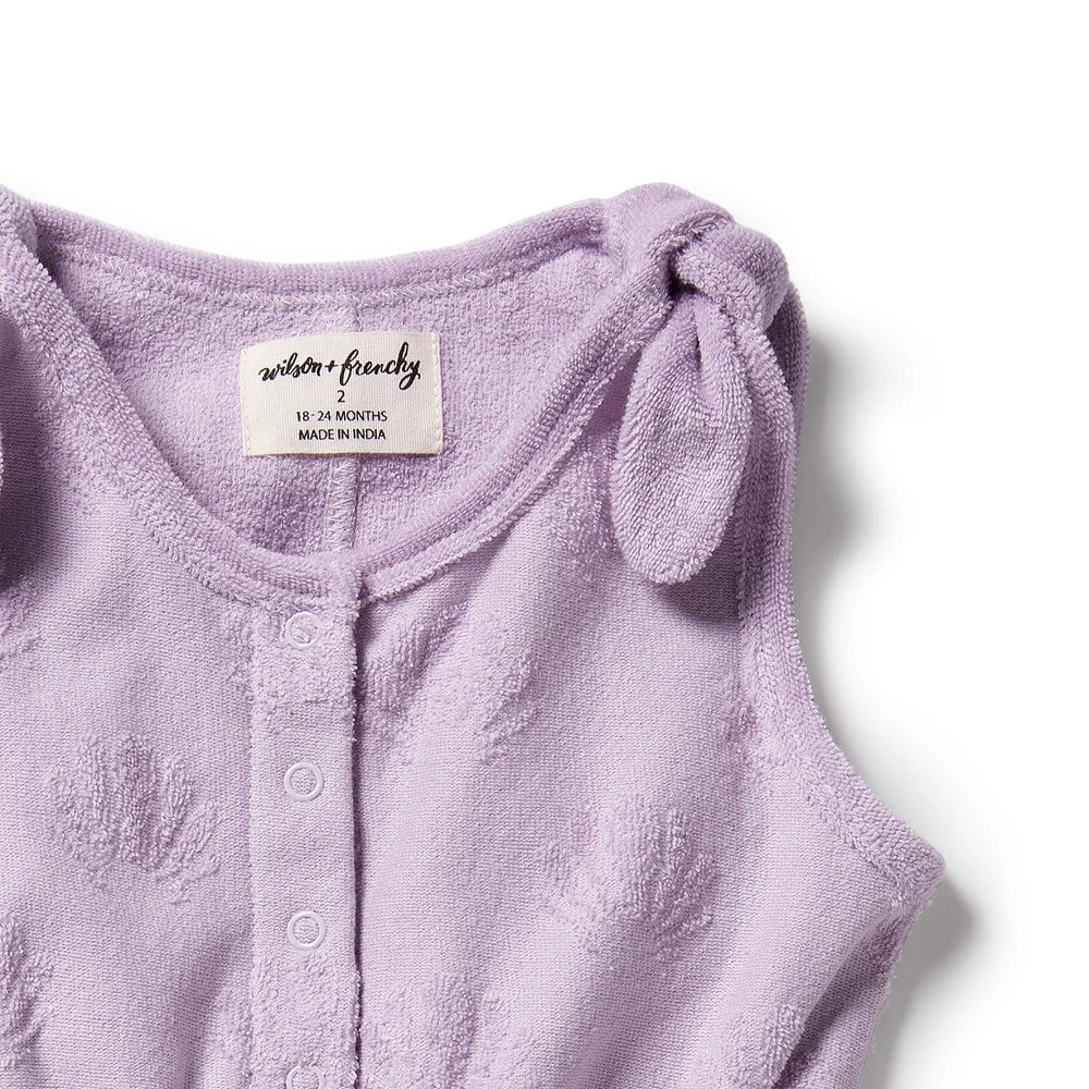 Lavender Shells Organic Terry Playsuit - Lavender Shells