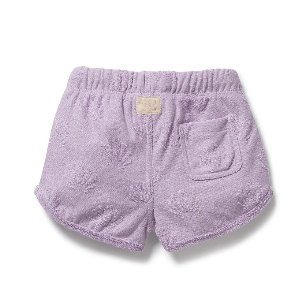 Lavender Shells Organic Terry Tie Short - Lavender Shells