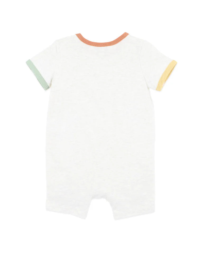 Ivan Camp Scene SS Romper - Ice Grey Marl