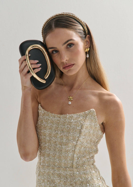 Celina Statement Clutch Bag in Black