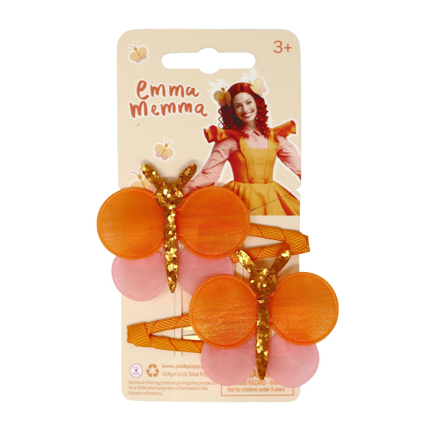 Pink Poppy - Emma Memma Butterfly Hair Clips - (Pack Size: 6)