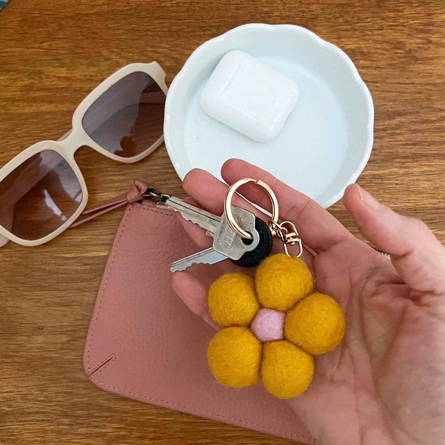 Home Dweller - Felt Flower Keychain Charm