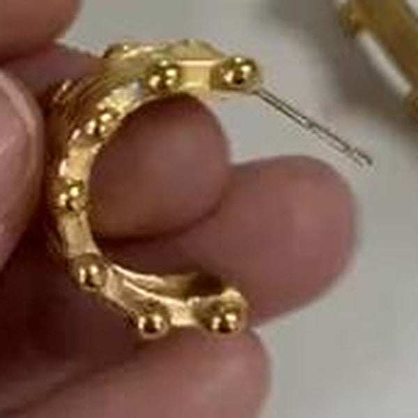 Studded Hoop Earrings - Gold