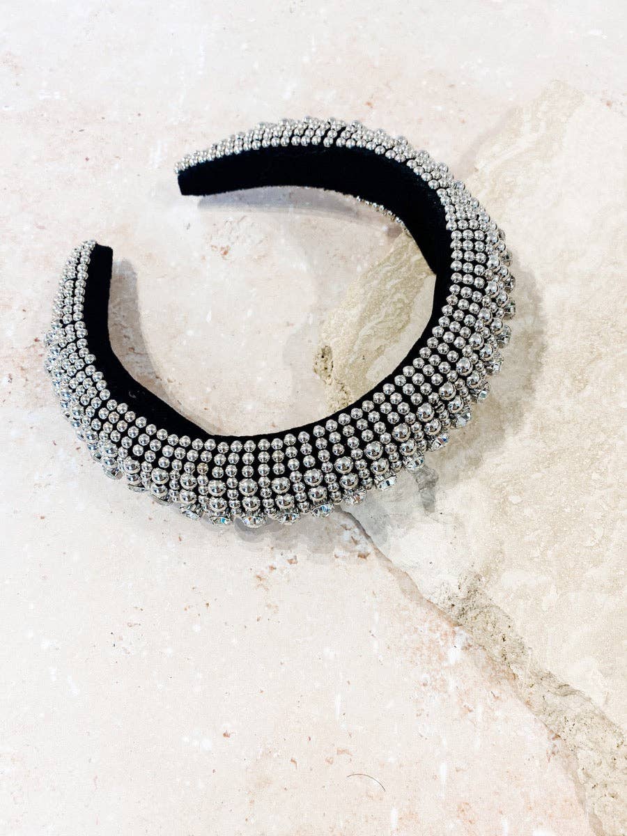 Jodie Beaded Embellished Headband - Silver