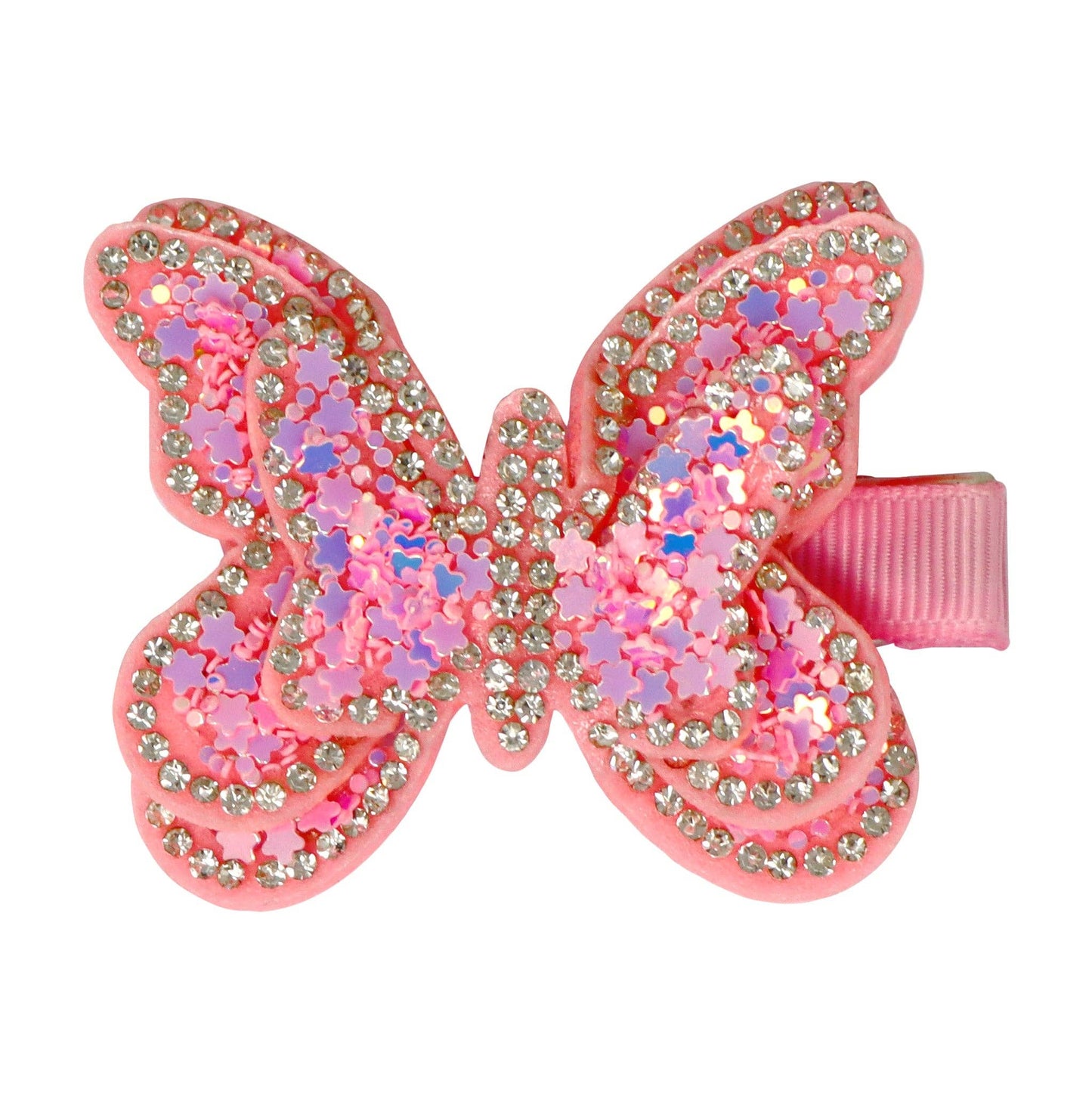 Pink Poppy - Sparkling Butterfly Hair Clip - (Pack Size: 6)