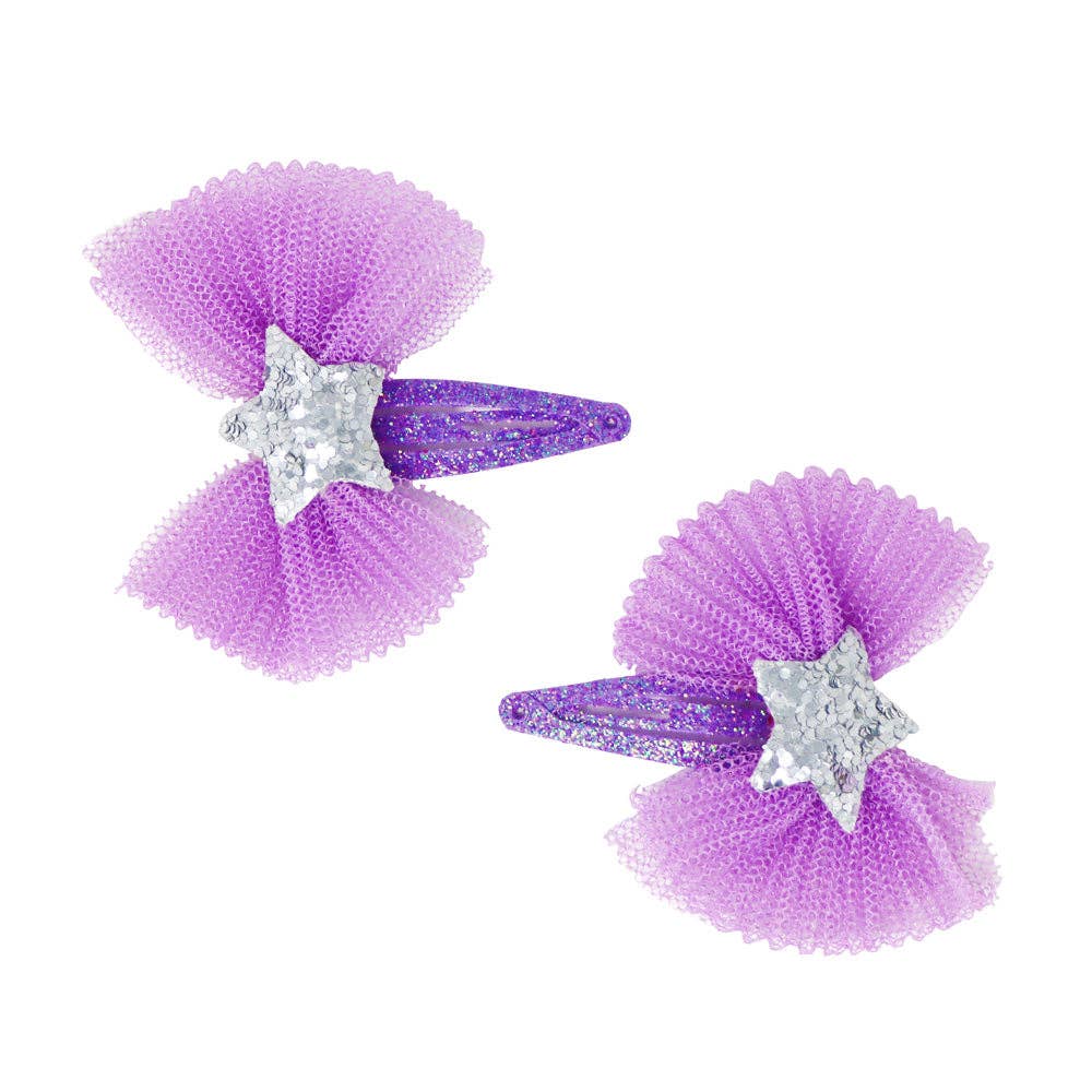 Pink Poppy - Starry night mesh bow snapclips Pack Size 6