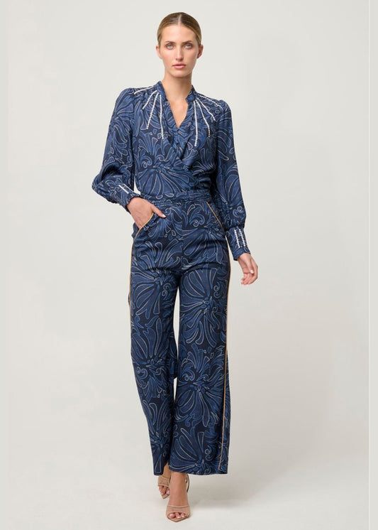 Adela Placement Linen Blouse