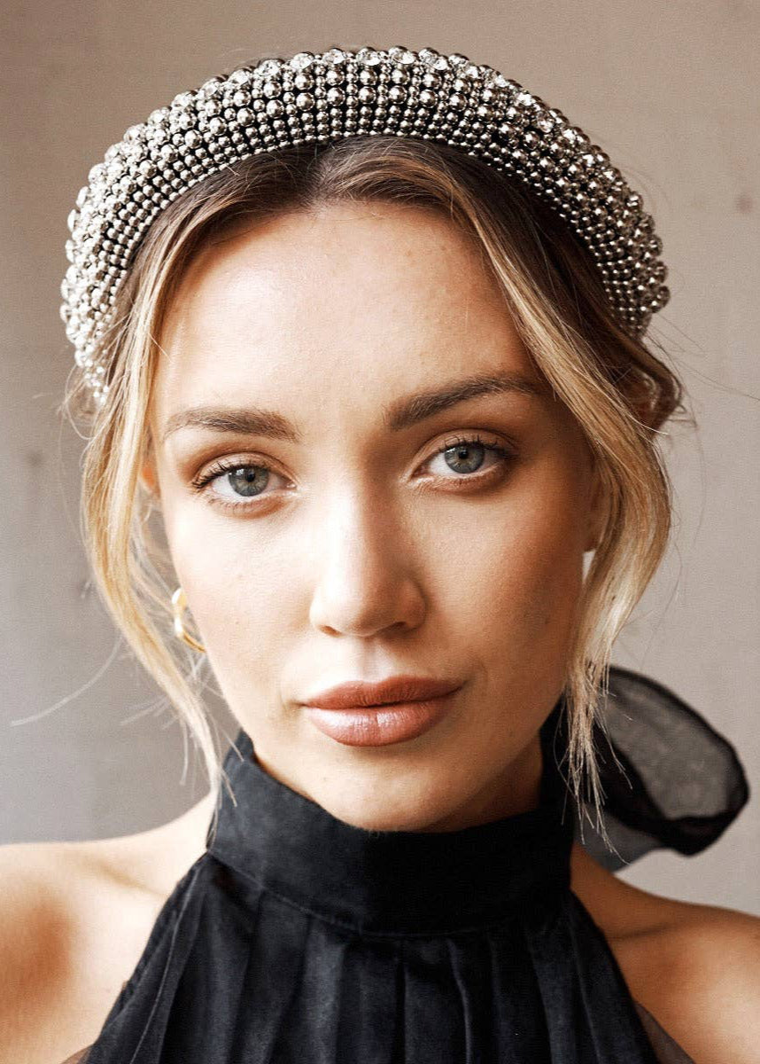Jodie Beaded Embellished Headband - Silver