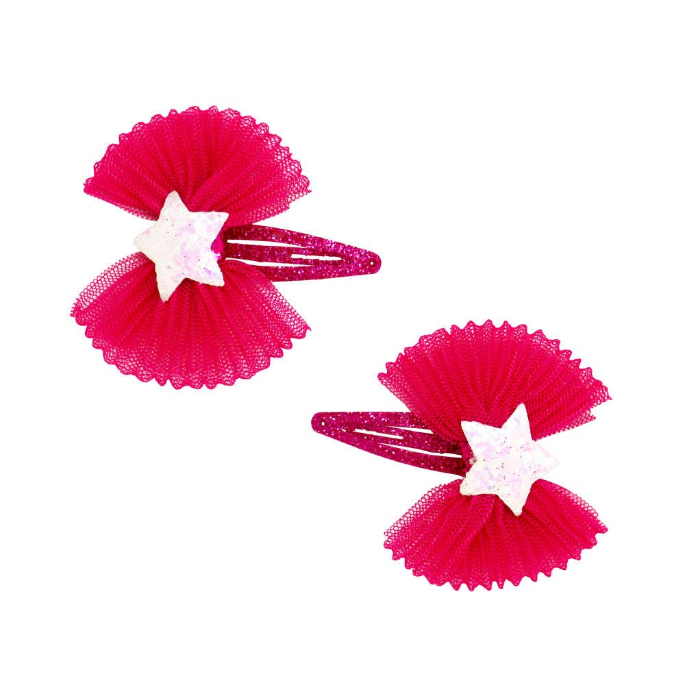 Pink Poppy - Starry night mesh bow snapclips Pack Size 6