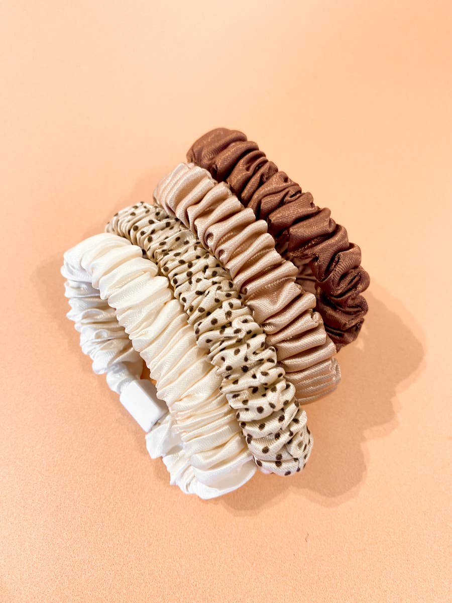POLKA SLIM SATIN SCRUNCHIE PACK