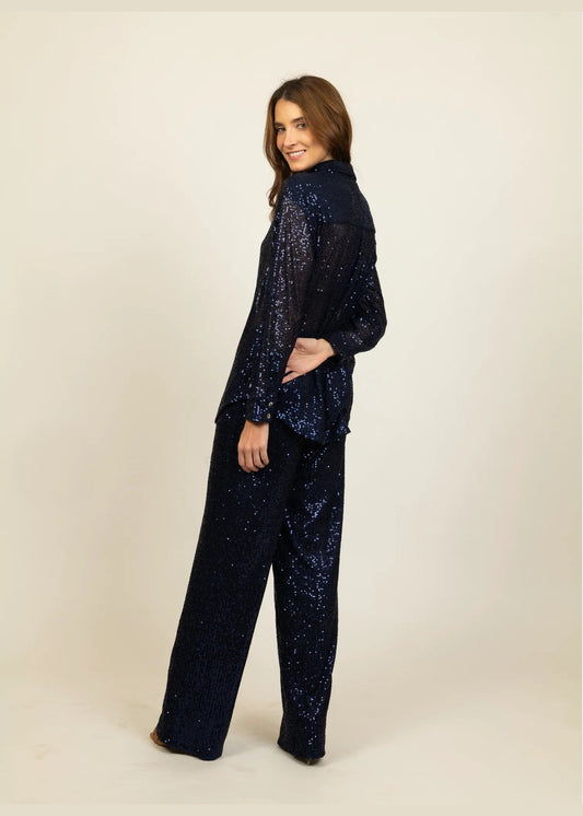 Kat Sequin Shirt - Blue Sequin