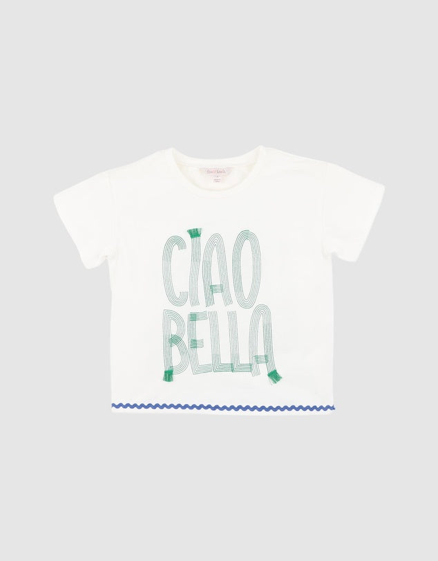 Summer Vacay Ciao Bella Embroidered Tee - White