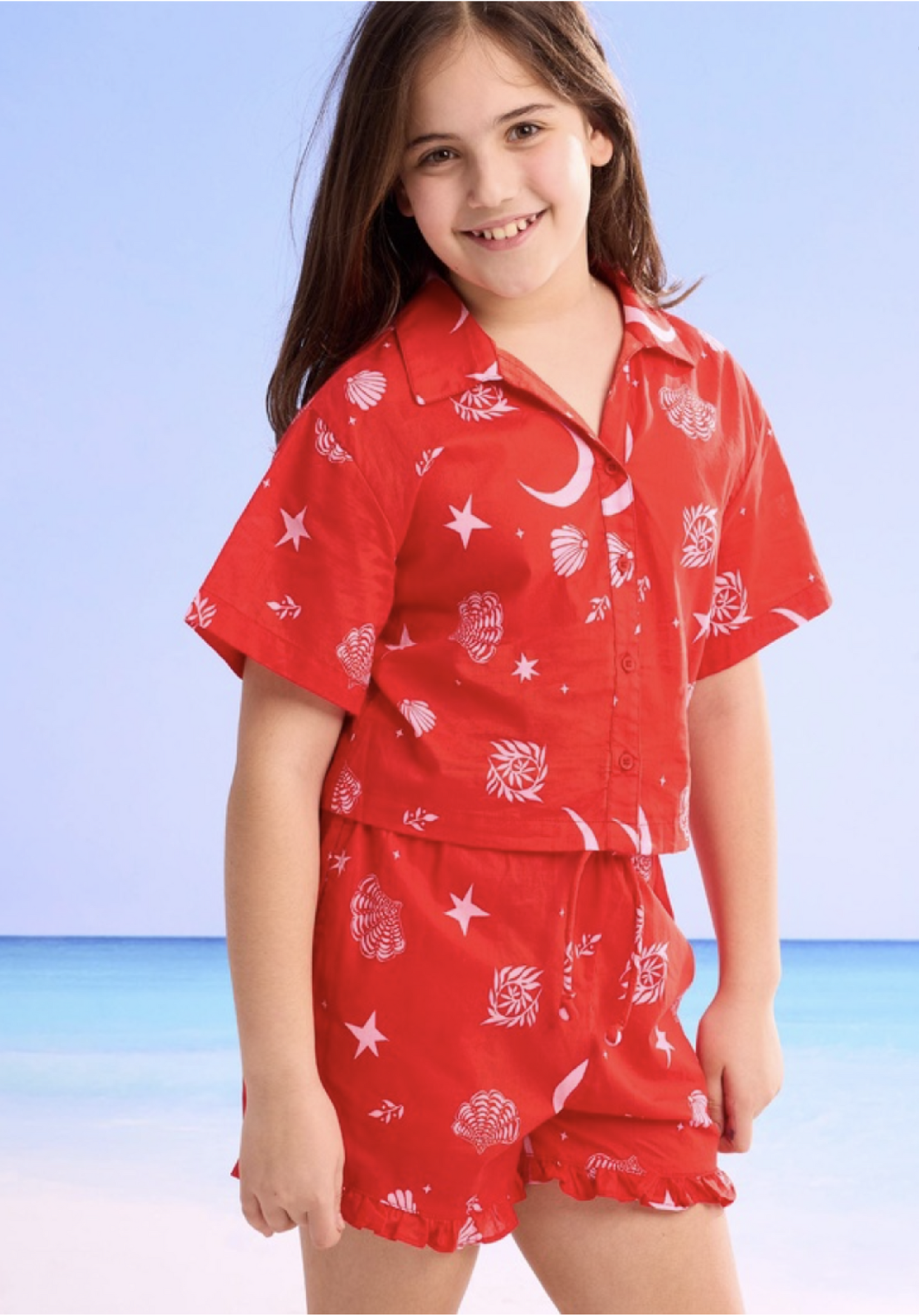 Yardage Shirt & Short Set Kids - Mykonos Red
