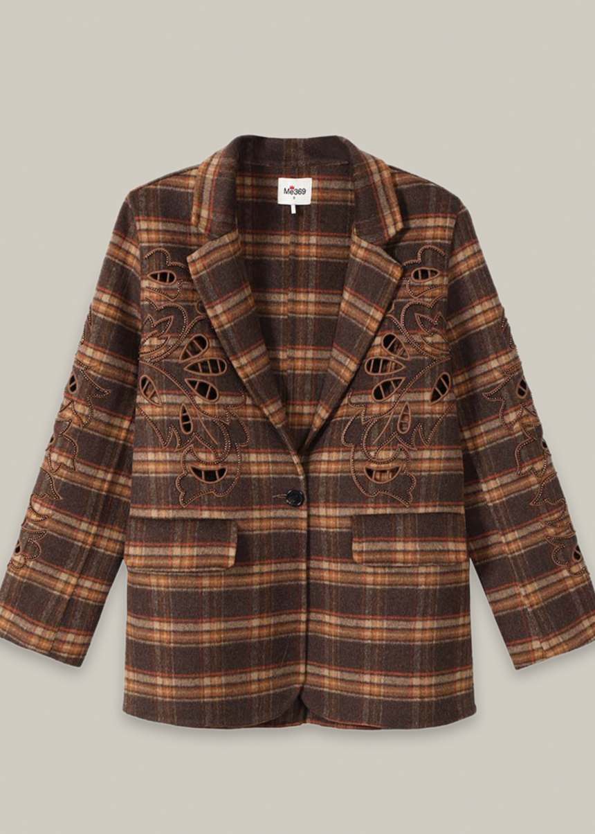 Kinsley Emb Wool Jacket - Brown