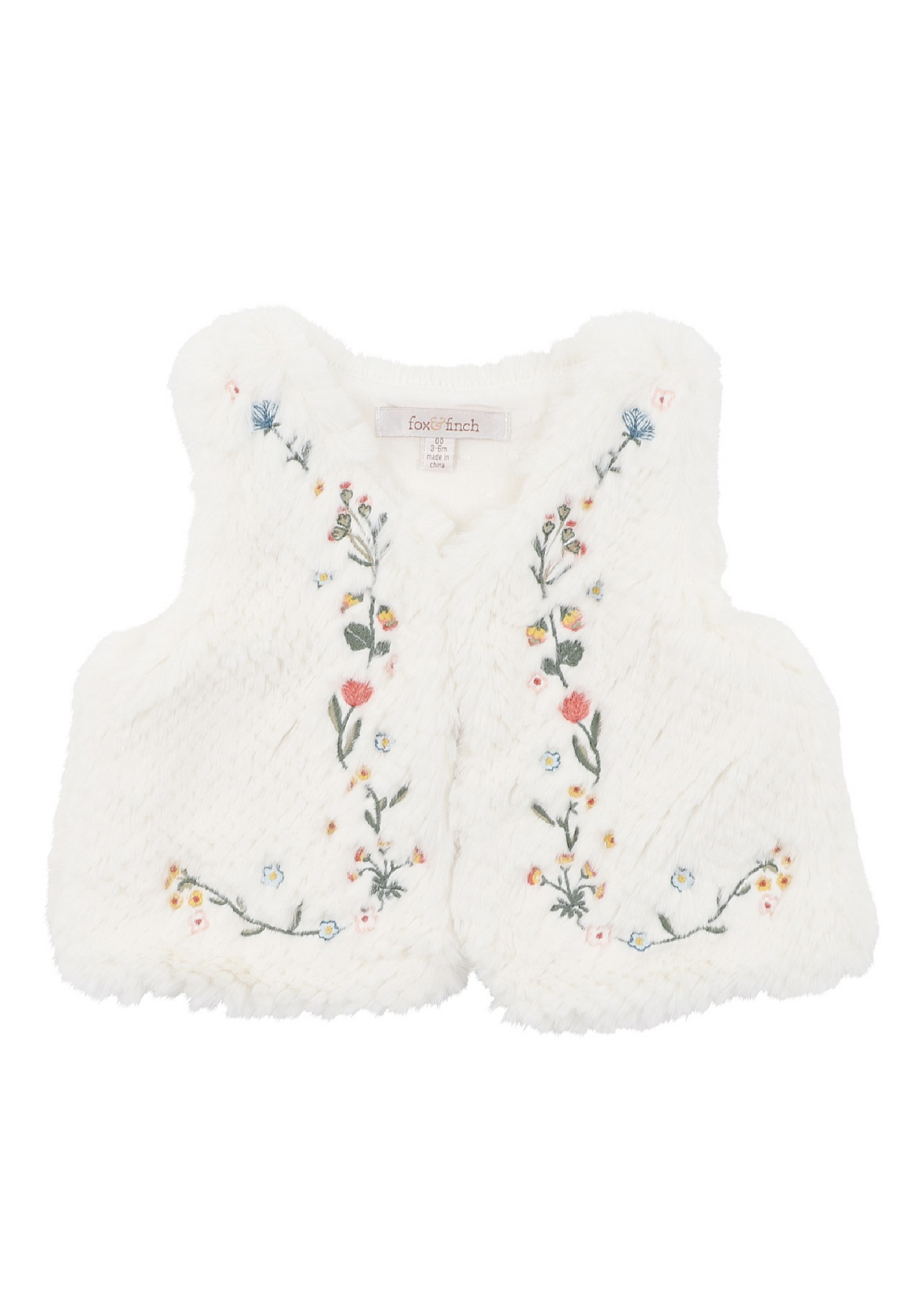 Botanica Embroidered Faux Fur Vest - Cream