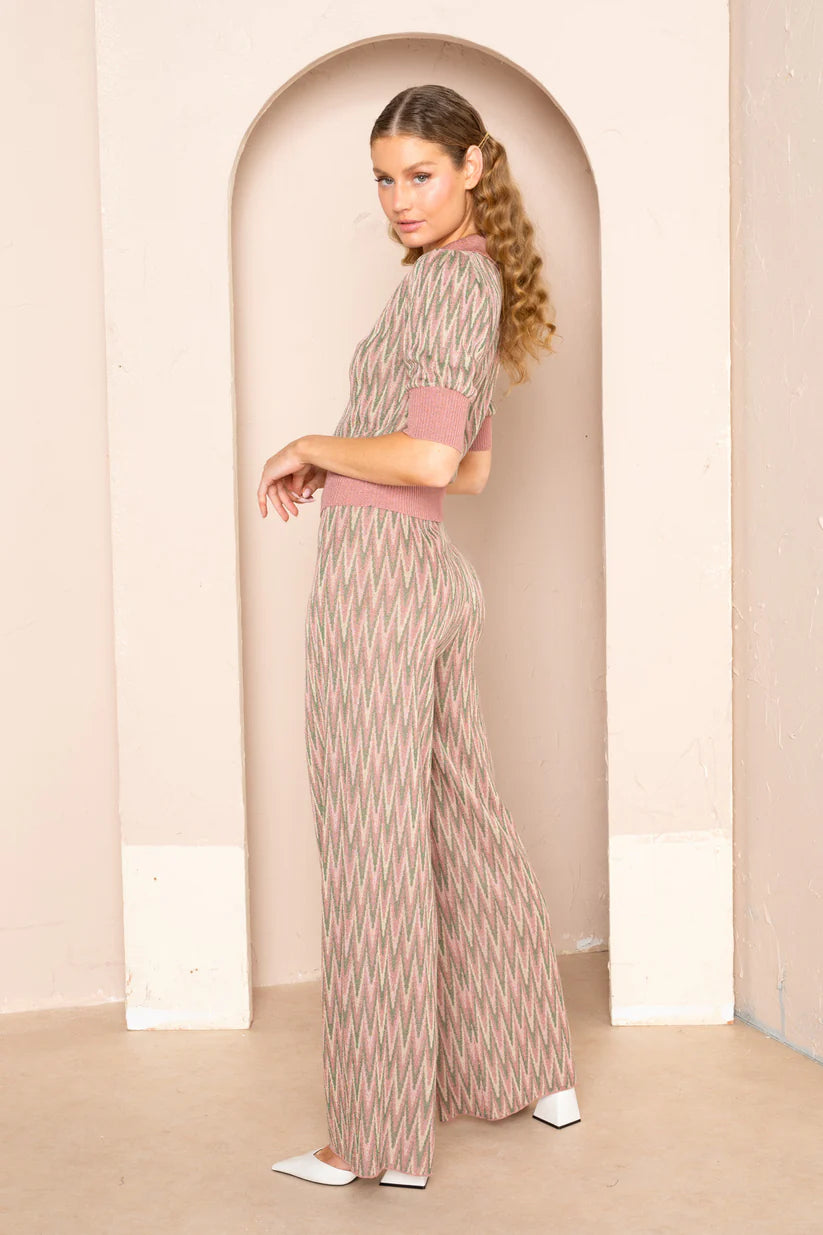 Opal Knitted Pant - Roseglow Zig