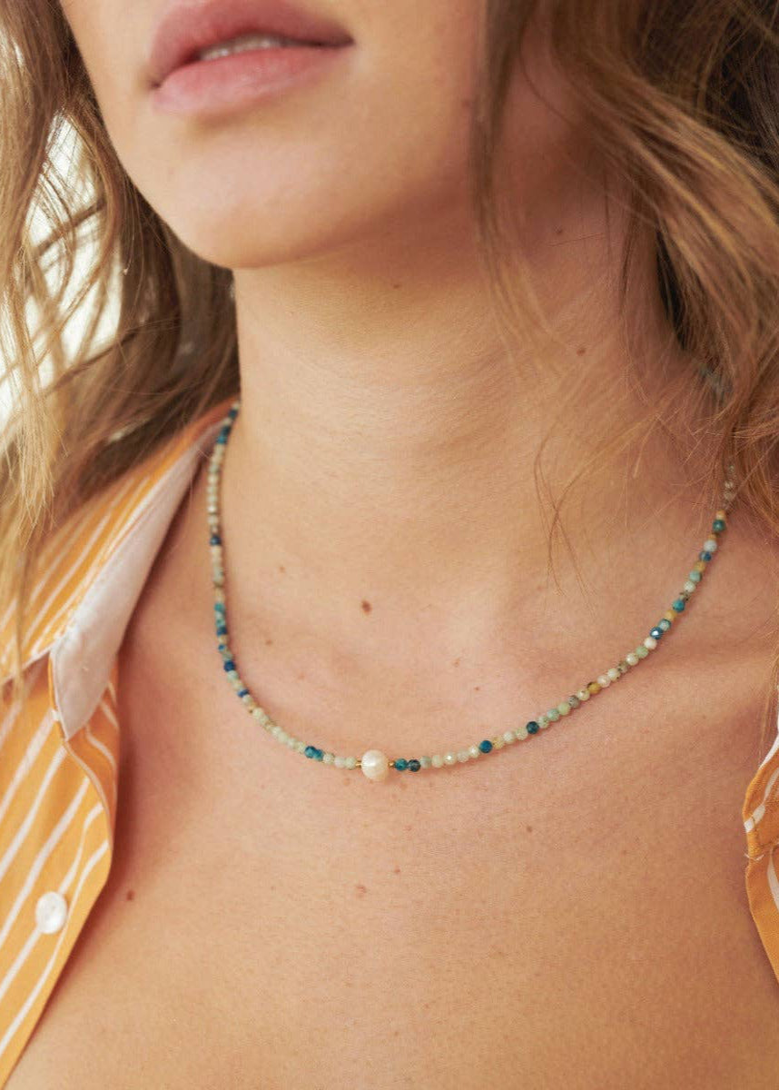 Pearl Point Stone Beaded Necklace