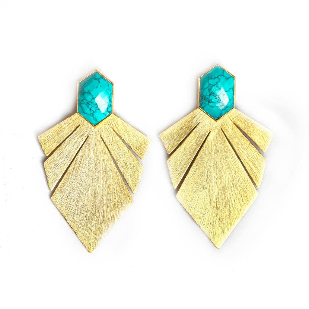 Wonder Women Statement Earrings - Turquoise