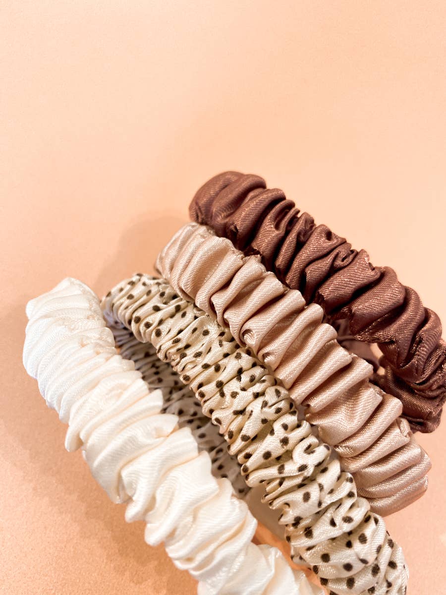 POLKA SLIM SATIN SCRUNCHIE PACK