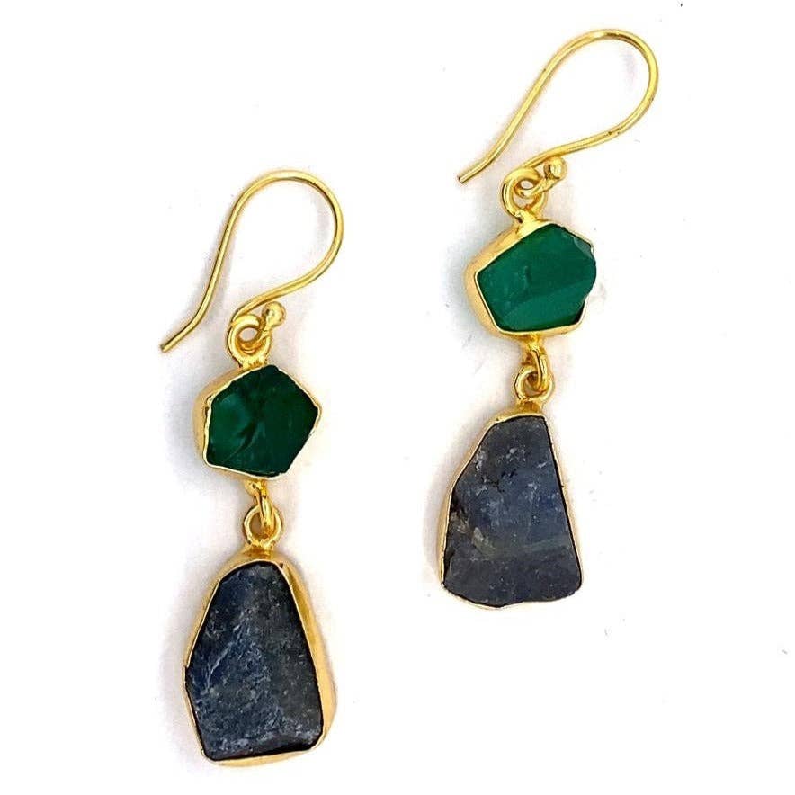 Sariyah Earrings - Green Onyx and Black Tourmaline