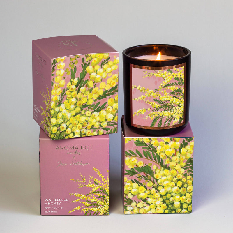 Aroma Pot - Australian artist soy candle | Wattleseed + Honey | 50+hrs