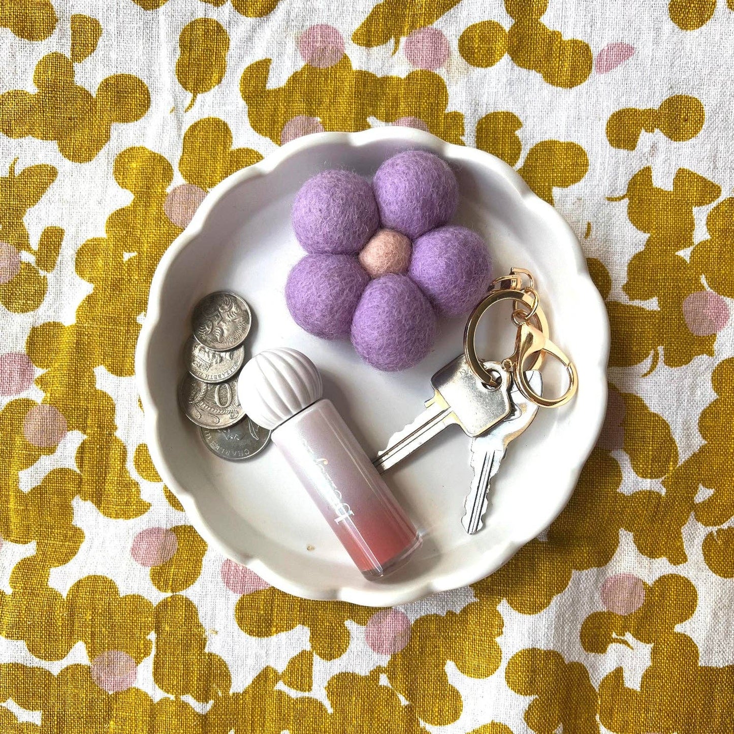 Home Dweller - Felt Flower Keychain | Bag Charm - Vintage Petals
