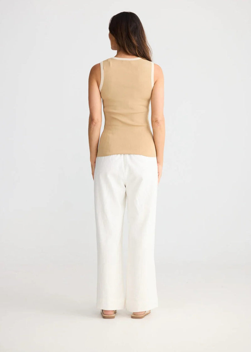 Ollie Contrast Tank - Pebble W Sand