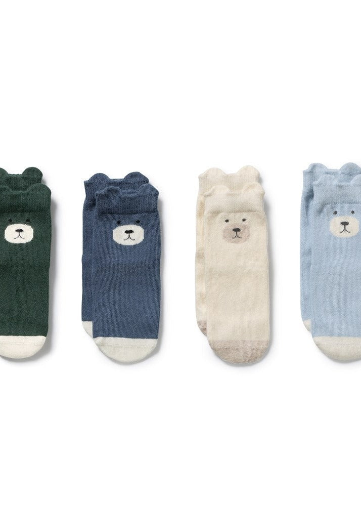 Organic 4 Pack Baby Socks - Moss,Buttermilk,Storm Blue, Twilight