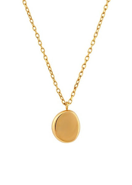 Small Pebble Pendant Necklace - Gold