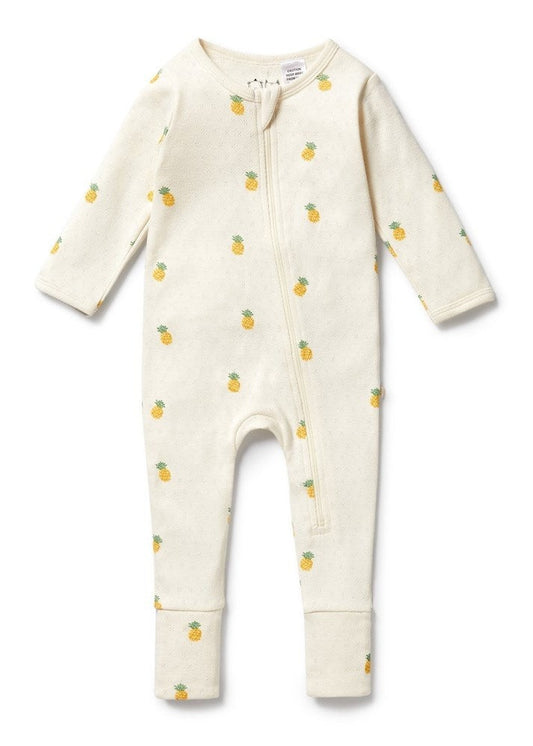 Piney Pals Organic Pointelle Zipsuit with Feet