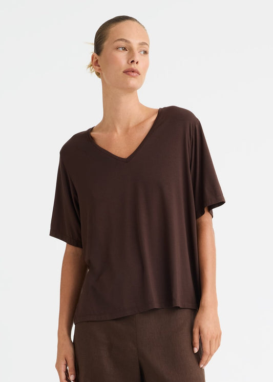Millie V-Neck Tee - Espresso