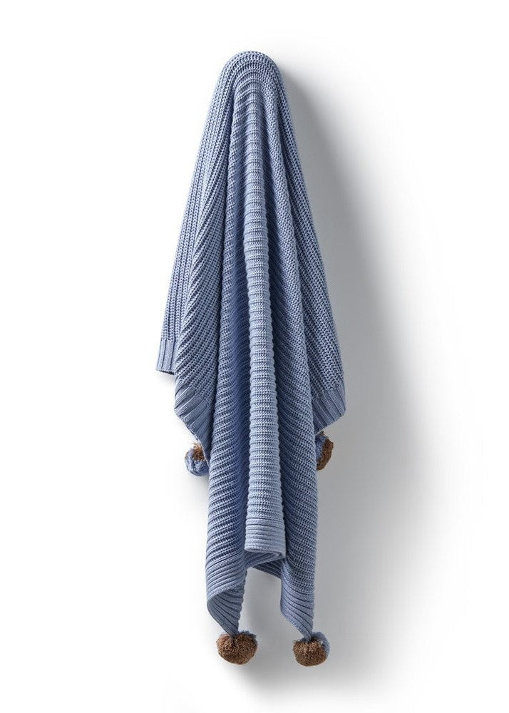Blue Speckle Organic Knitted Blanket