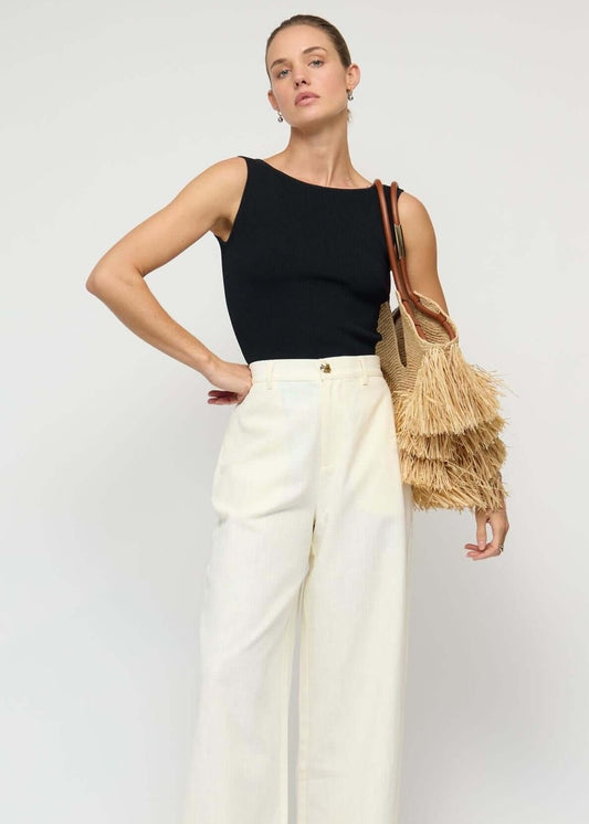 Staple the label Vera Wide Leg Pants - Vanilla, worn by a model, front view