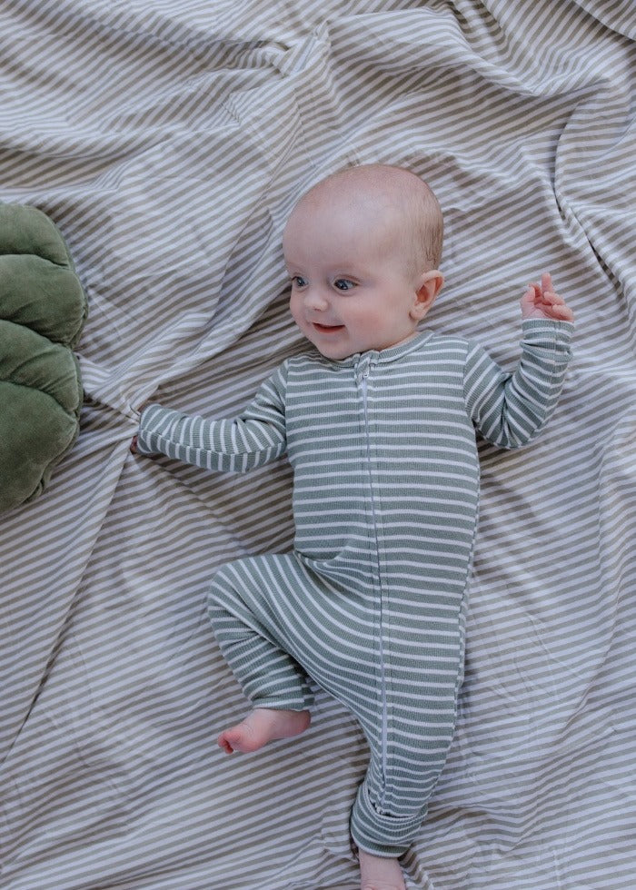 Fern Stripe Zip Romper - Fern