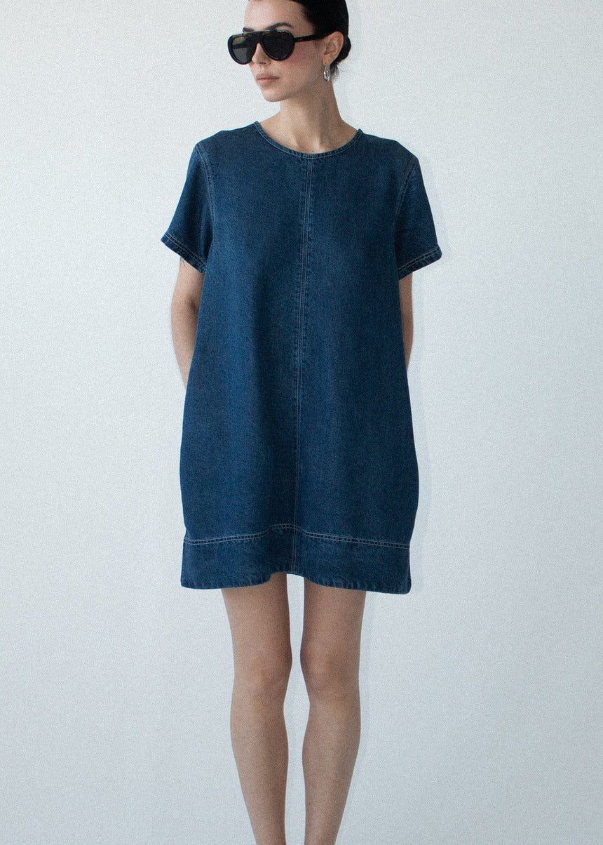 Roma Chambray Mini Dress - Indigo