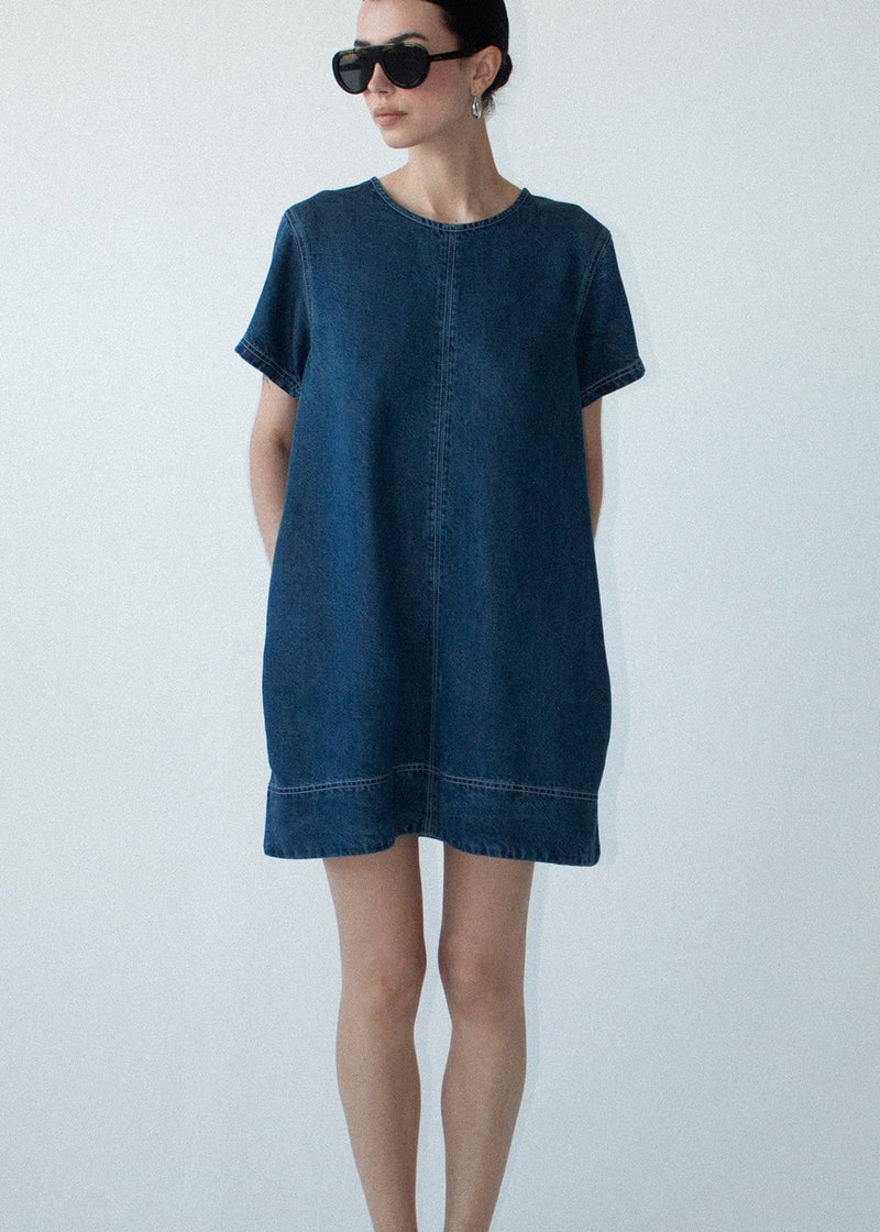 Roma Chambray Mini Dress - Indigo