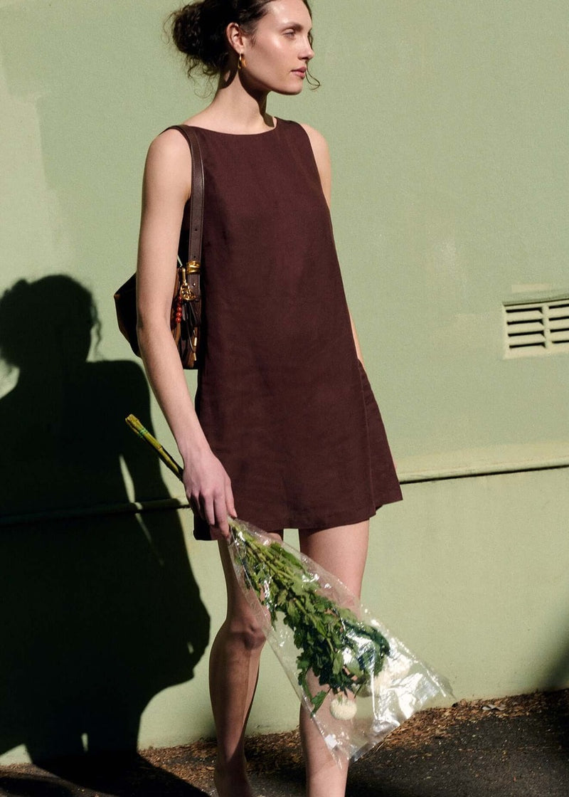 Rhodes Mini Shift Dress - Chocolate