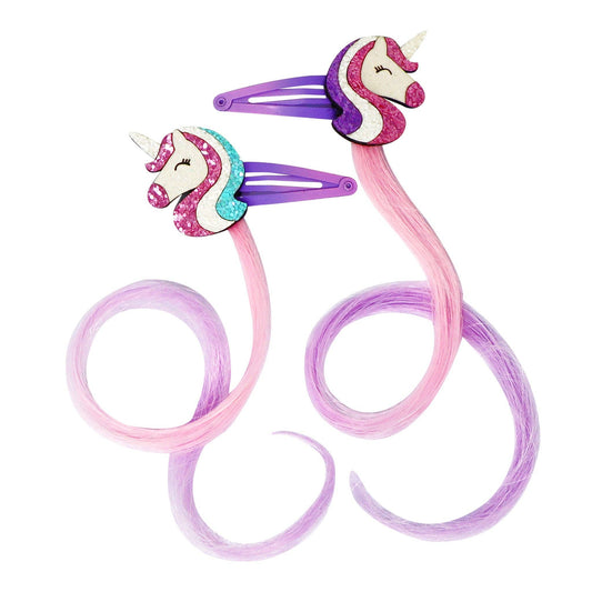 Pink Poppy - Unicorn Hair Clips with Hair Extension - (Pack Size: 6)