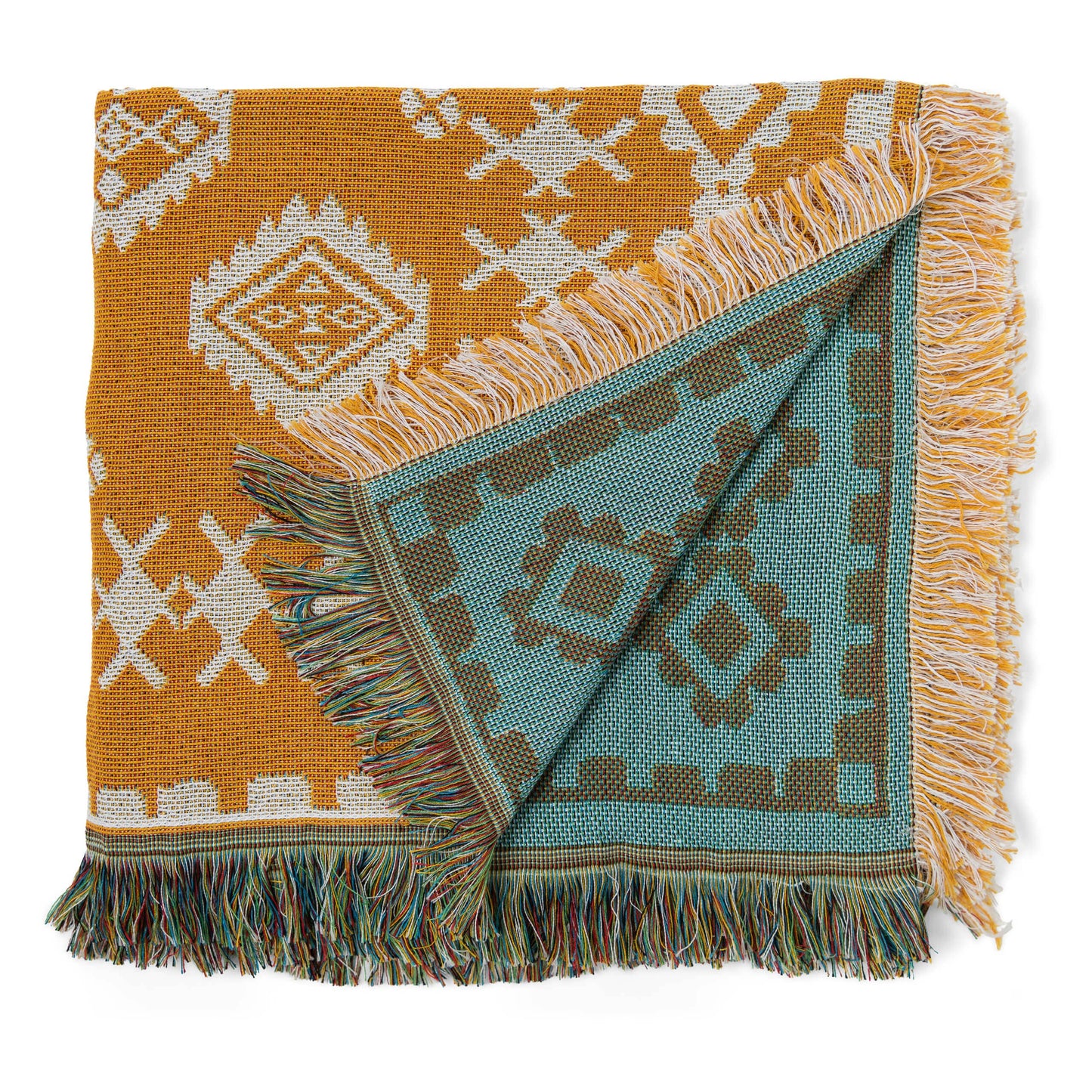 HENDEER - 'Good Day Sunshine' Woven Picnic Rug/Throw: Large 170x200cm