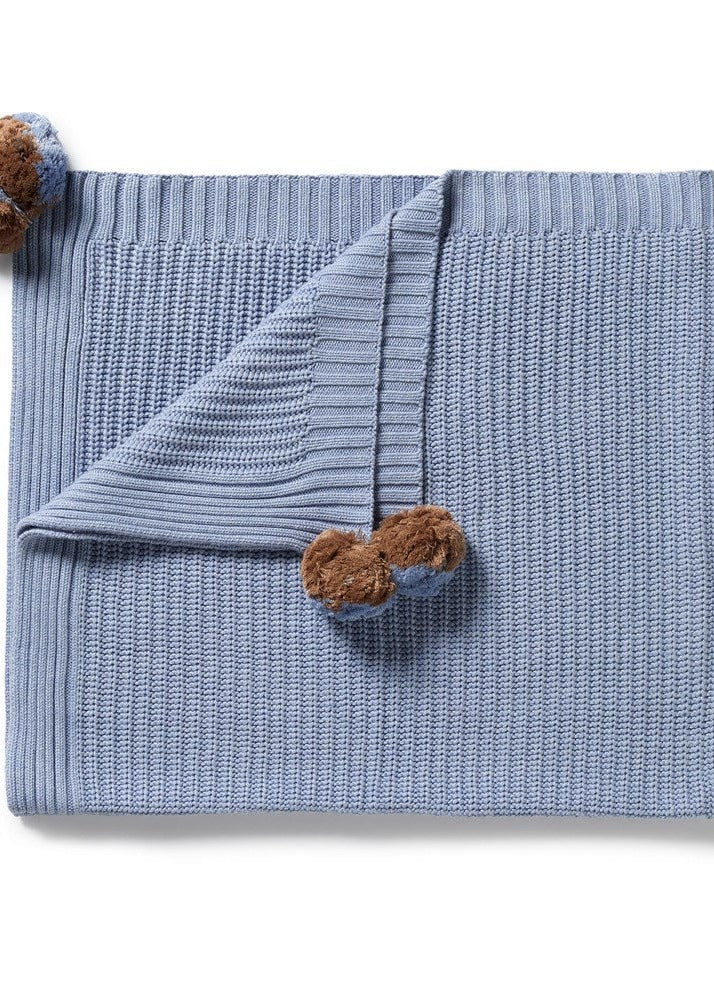 Blue Speckle Organic Knitted Blanket