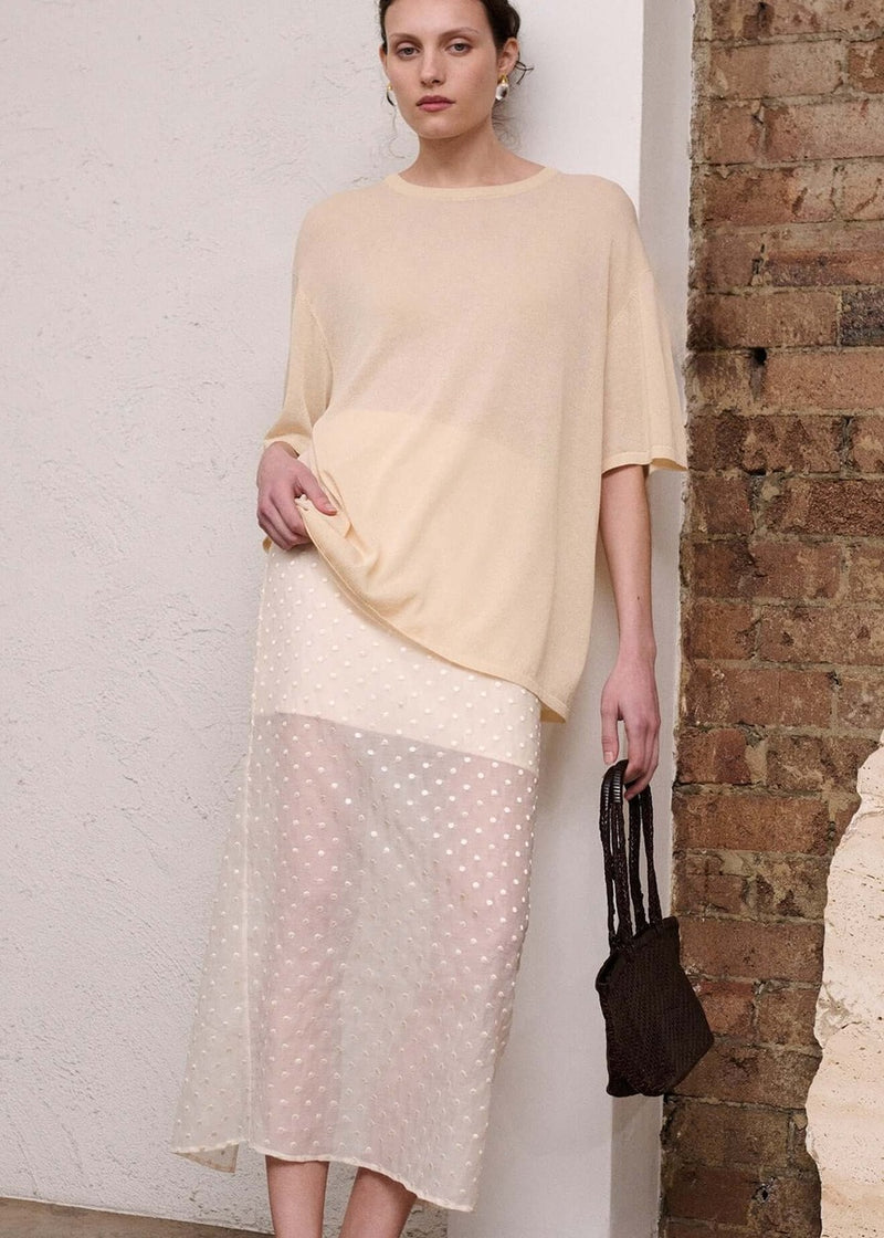 Etoile Layered Midi Skirt - Cream Spot