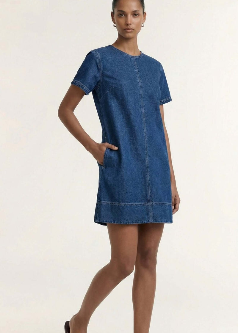 Roma Chambray Mini Dress - Indigo