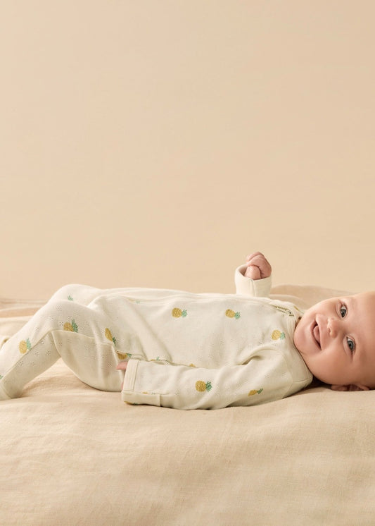 Piney Pals Organic Pointelle Zipsuit with Feet