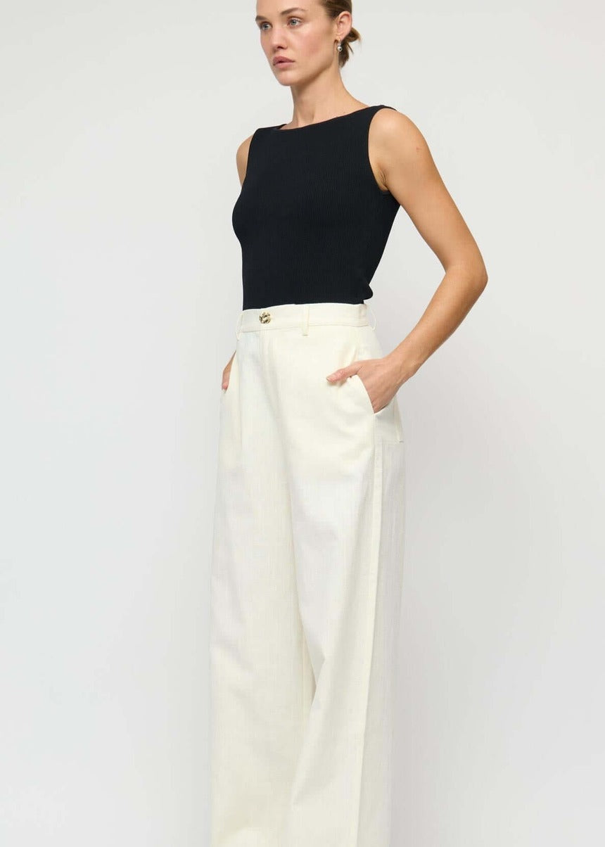Vera Wide Leg Pants - Vanilla