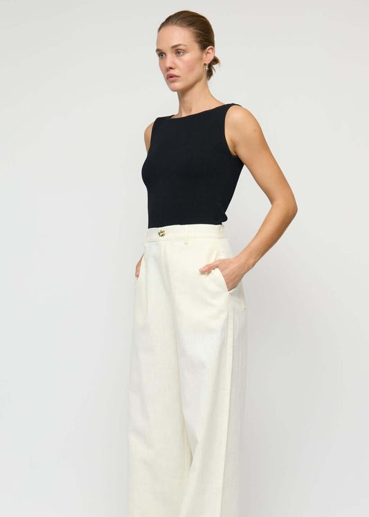 Staple the label Vera Wide Leg Pants - Vanilla, worn by a model, front view
